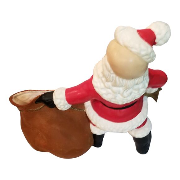 Vintage Atlantic Mold Ceramic Christmas Santa Planter Candy Cane Holder Red Bell - Picture 4 of 8